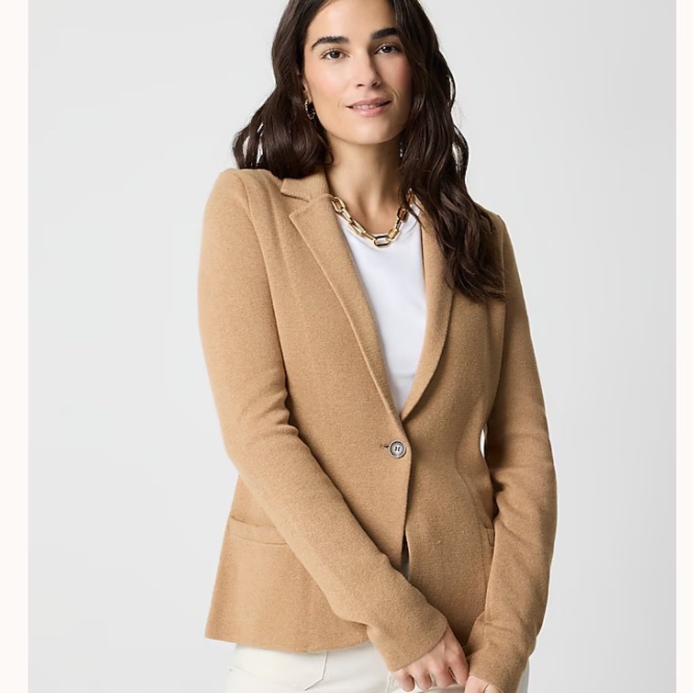 J. Crew Schoolboy Sweater Blazer Tan S Cotton